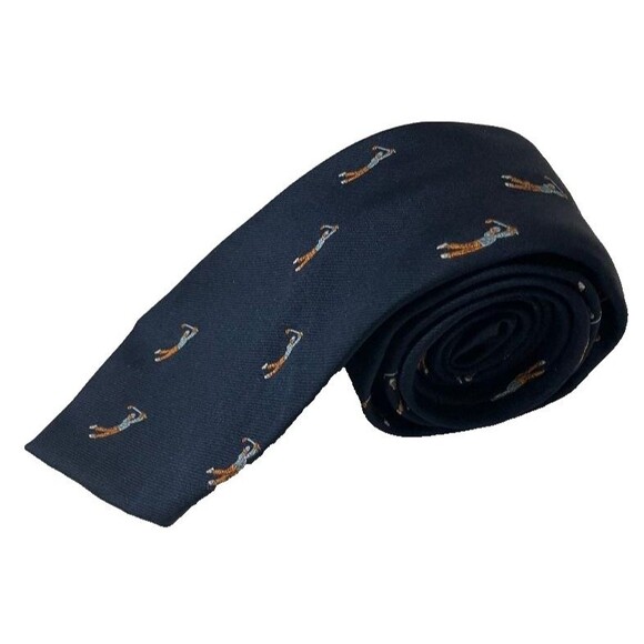Vintage JC Penny Men's Neck Tie Navy Blue Golf Swing Polyester Dry Clean Only - Picture 1 of 5